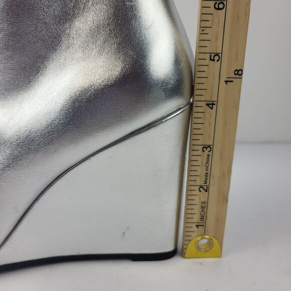 Open Edit Women's Erik Knee High Wedge Boots Size 10 Silver Metallic - Picture 3 of 16